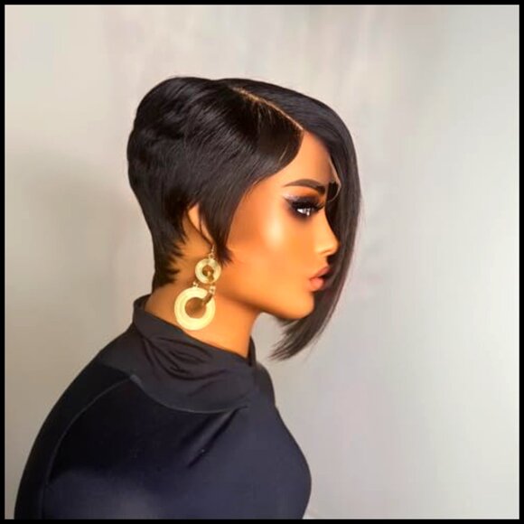 Layered Pixie Cut Human Hair Wig Glueless Lace Front Short Bob